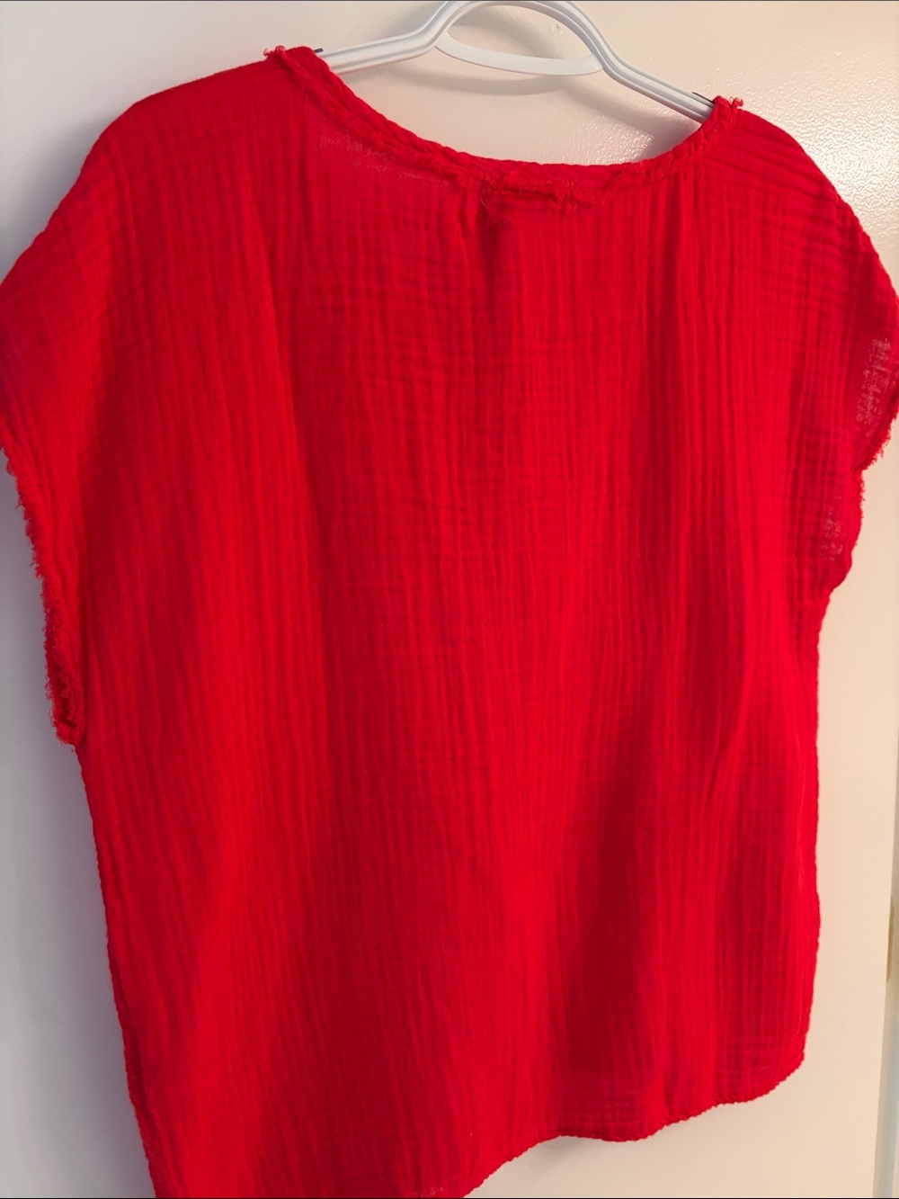 Michael Stars Red Short Sleeve Cotton Gauze Top - Picture 4 of 5